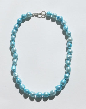 Hand Dyed Knotted Pearl Necklace | Sterling Silver