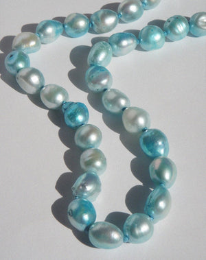 Hand Dyed Knotted Pearl Necklace | Sterling Silver