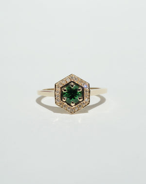 Hex Engagement Ring 0.5ct - Tsavorite Garnet with White Diamonds