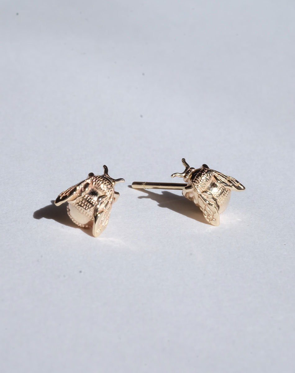 Bee Stud Earrings | 23k Gold Plated