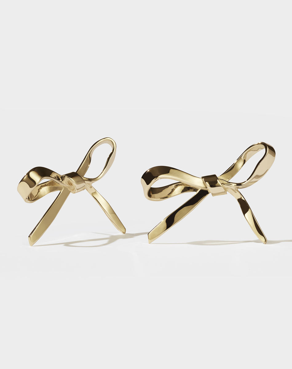 Bow Earrings Large | 23k Gold Plated