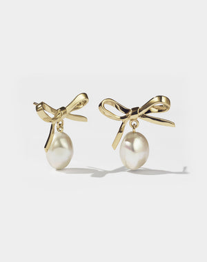 Bow Pearl Studs | 9ct Solid Gold