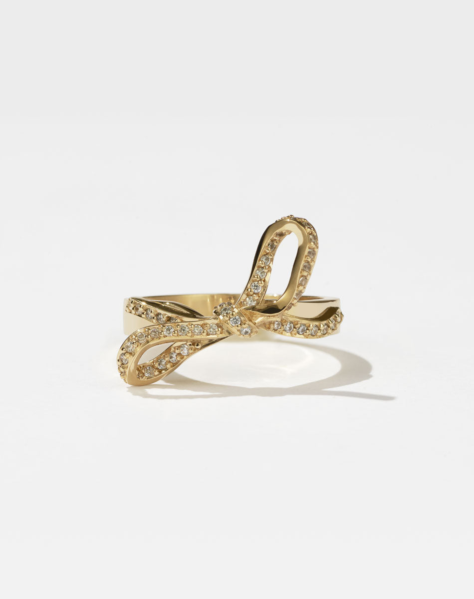 Bow Ring Pave | 9ct Solid Gold