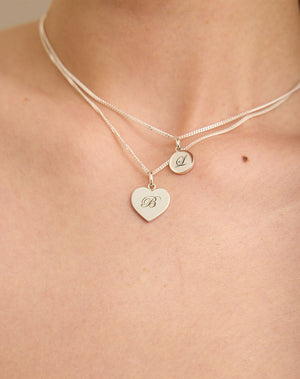 Sweetheart Charm with Letter Engraving on Fine Chain | 9ct Solid Gold