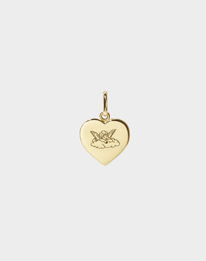 Sweetheart Charm with Cherub Engraving | 9ct Solid Gold