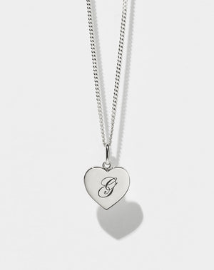 Sweetheart Charm with Letter Engraving on Fine Chain | Sterling Silver