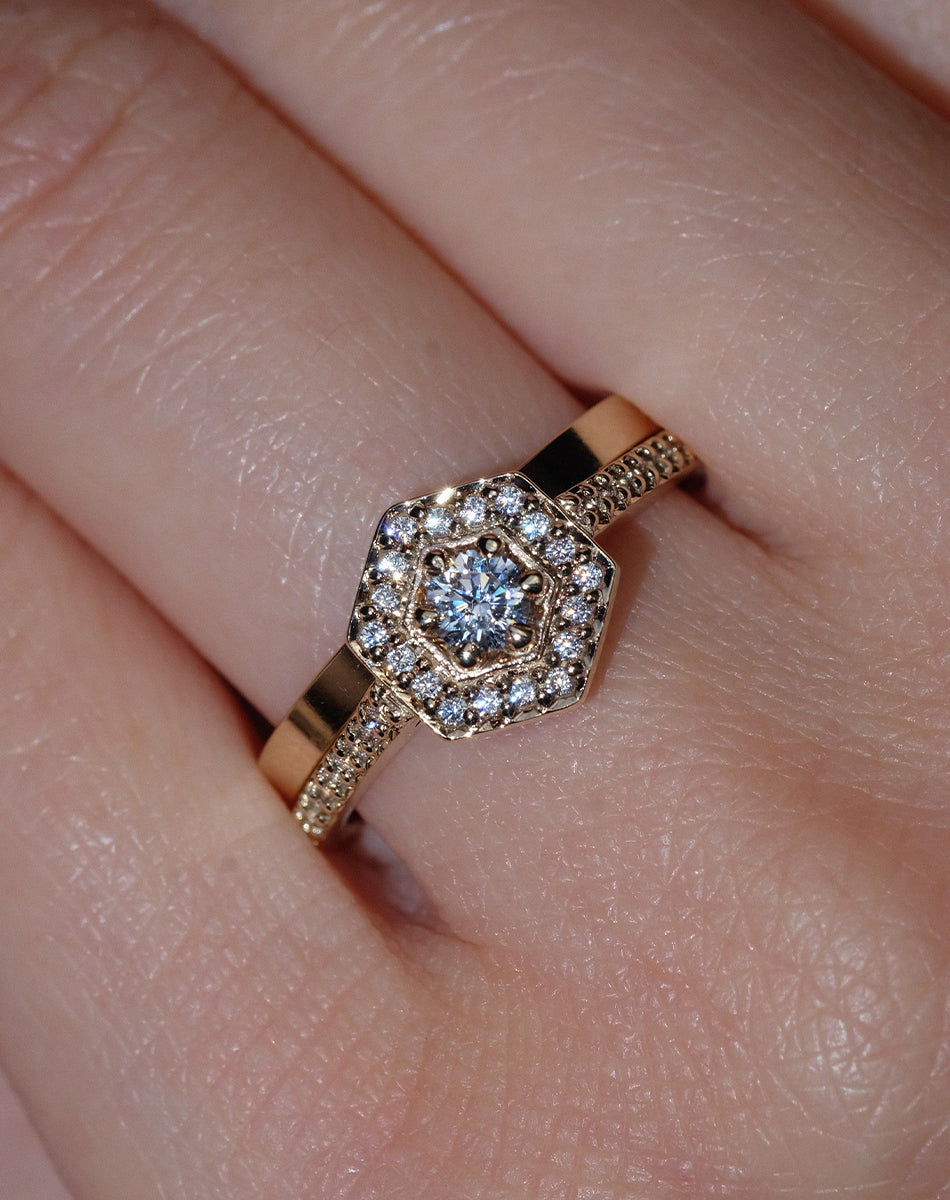 Mini Hex Engagement Ring | 18ct White Gold