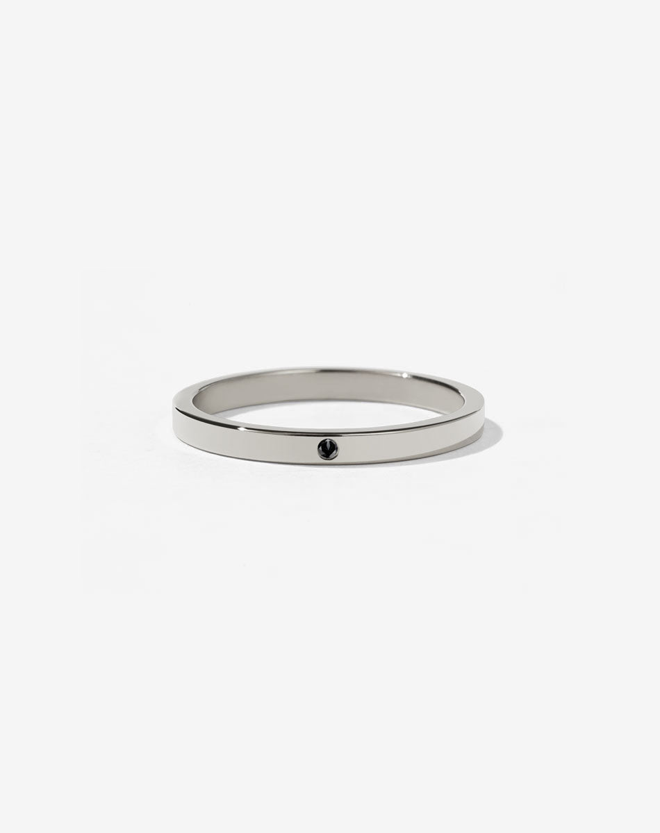 2mm Band with Stone | 9ct White Gold
