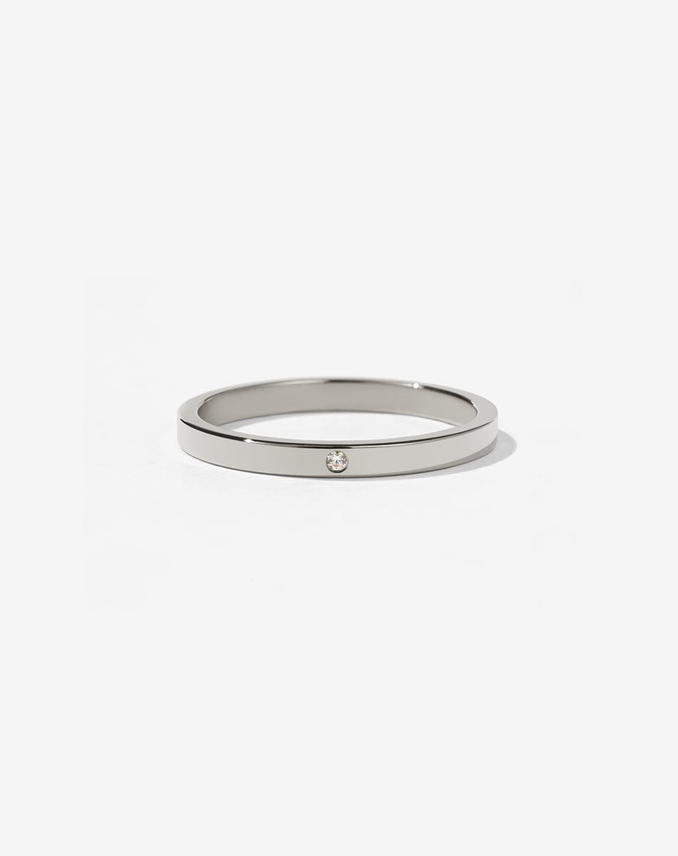 2mm Band with Stone | 9ct White Gold
