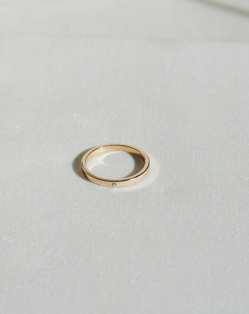 2mm Band with Stone | 9ct Yellow Gold