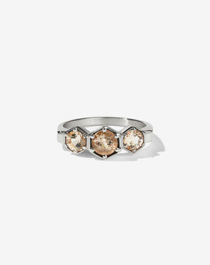 3 Hexagon Stone Ring | Platinum