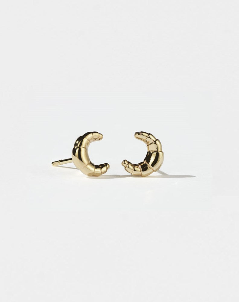 Croissant Stud Earrings | 23k Gold Plated