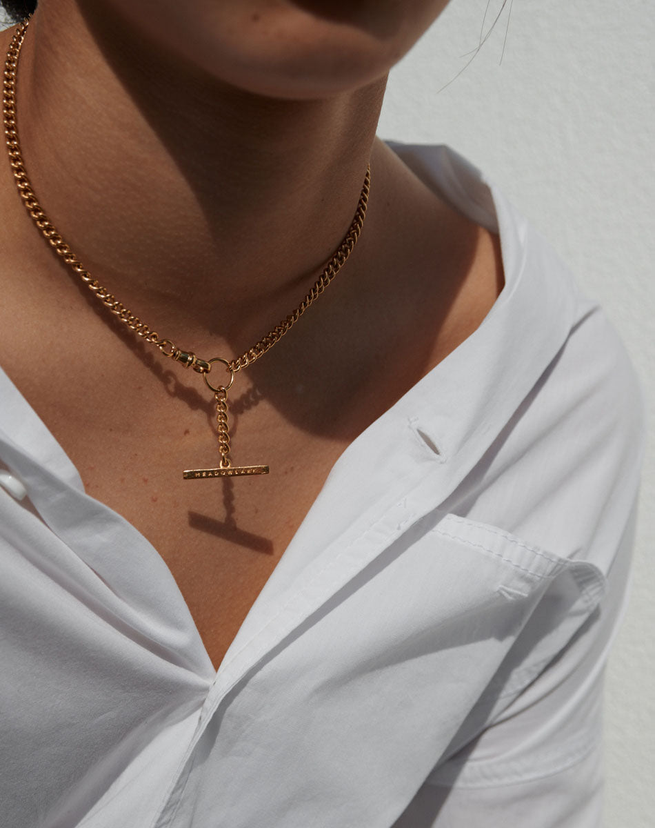 Fob Chain Necklace | 23k Gold Plated