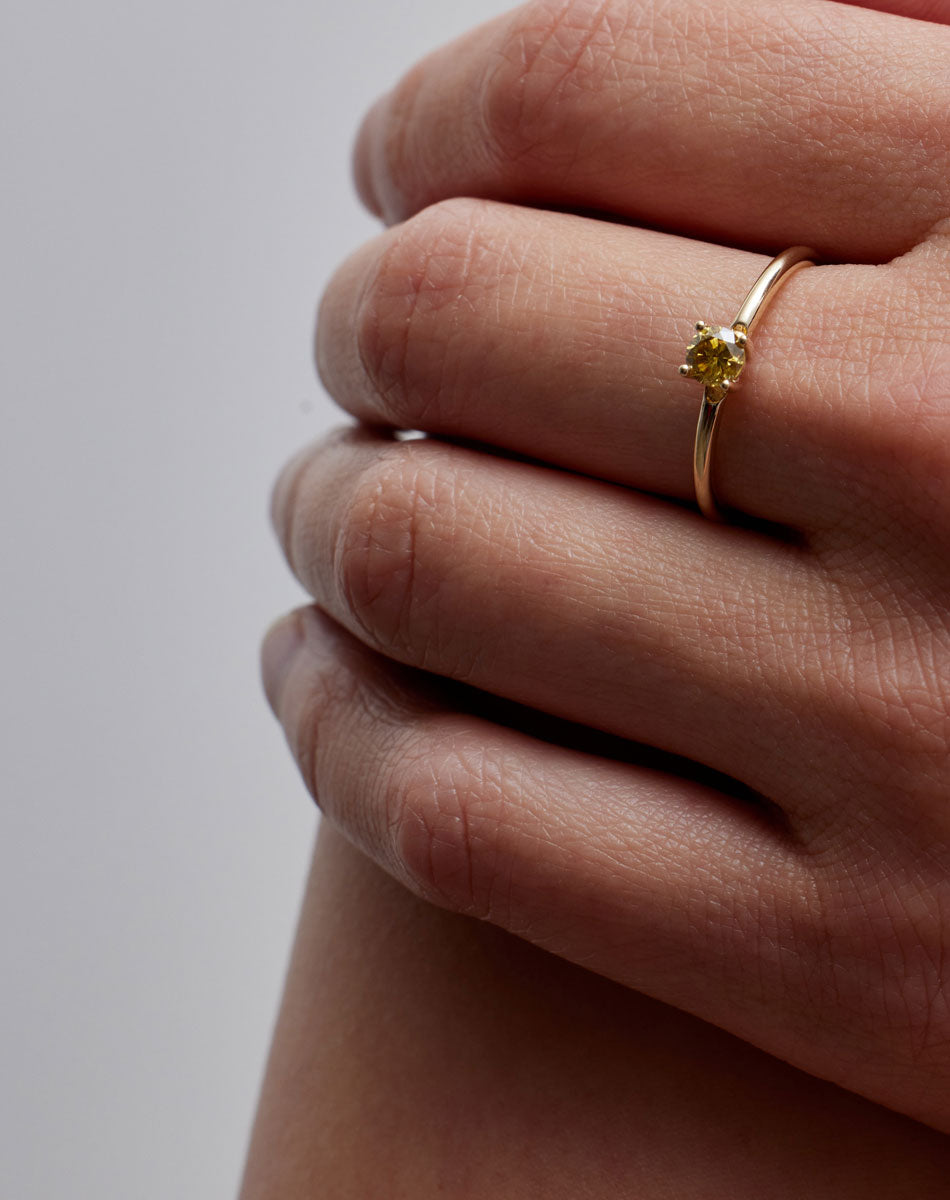 Micro Round Ring - Yellow Diamond