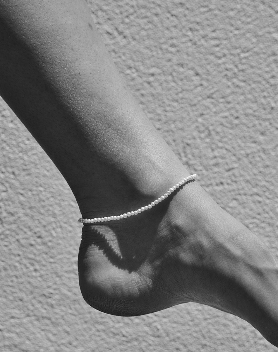 Micro Pearl Anklet | 9ct Solid Gold
