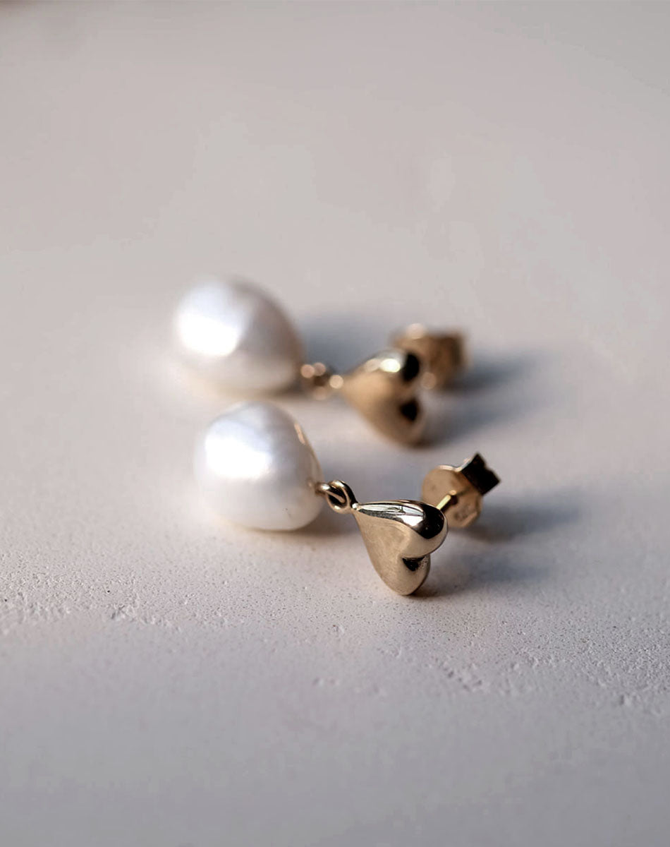Mini Camille Pearl Drop Earrings | 23k Gold Plated