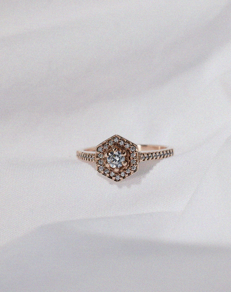 Mini Hex Engagement Ring | 18ct Yellow Gold