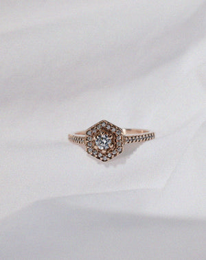 Mini Hex Engagement Ring | 9ct Yellow Gold