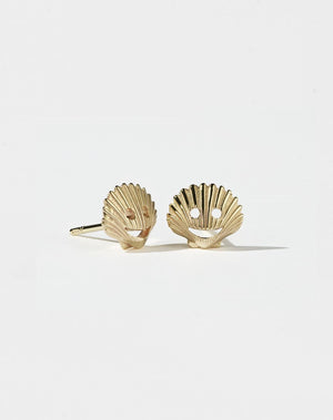 Nell Shell Stud Earrings | 9ct Solid Gold