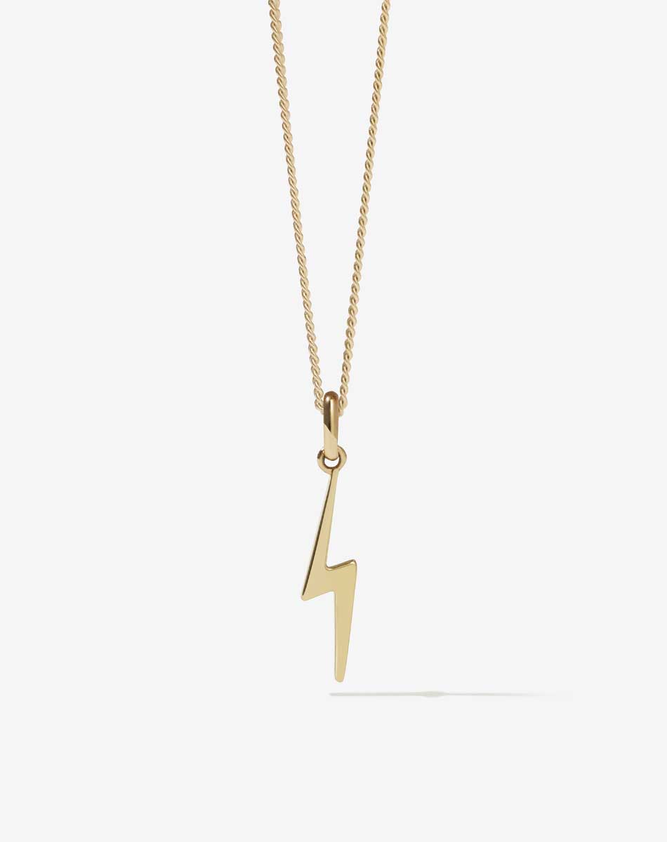 Nell Lightning Bolt Necklace | 23k Gold Plated
