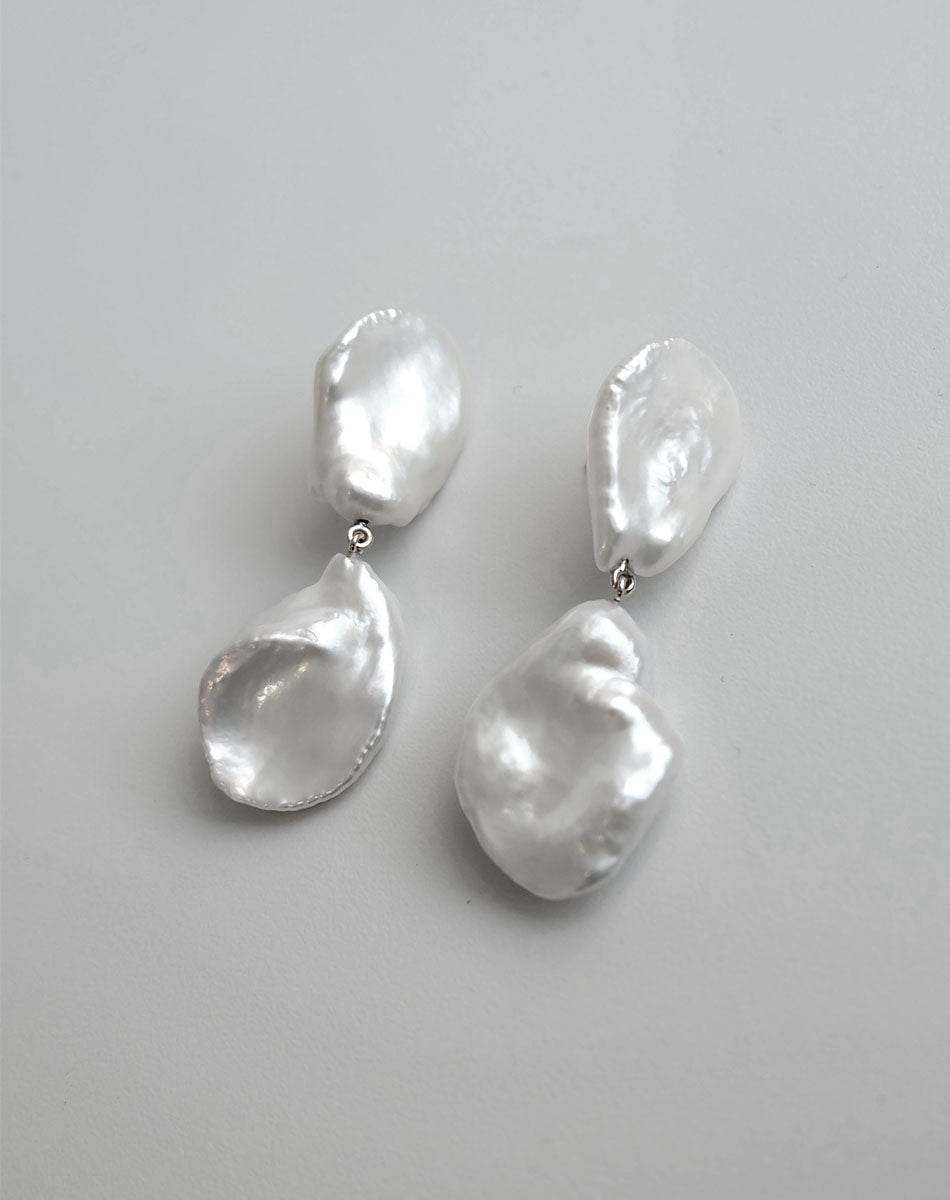 Petal Pearl Drop Earrings | 9ct Solid Gold