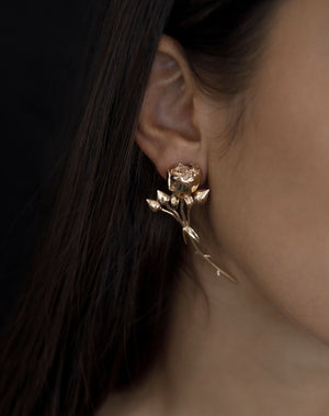 Rose Earrings Large | 23k Gold Plated
