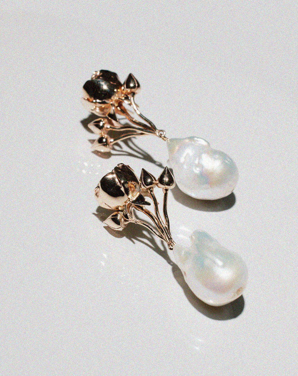 Rose Pearl Drop Earrings | 9ct Solid Gold