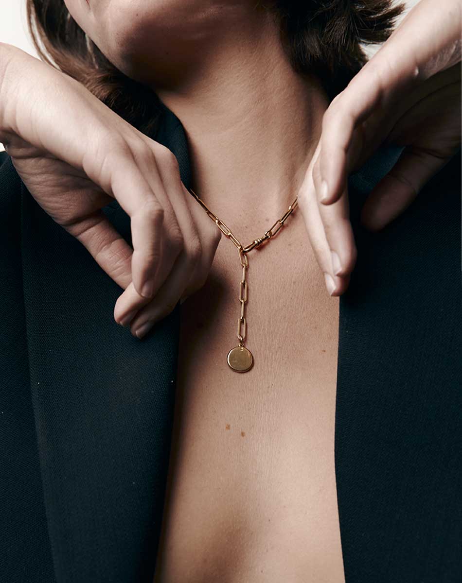 Solaire Paperclip Necklace | 23k Gold Plated