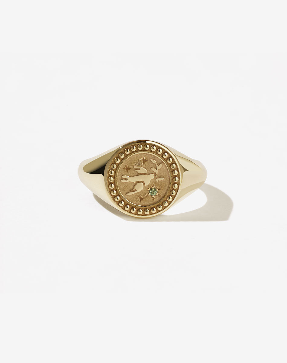 Amulet Peace Signet Ring | 23k Gold Plated