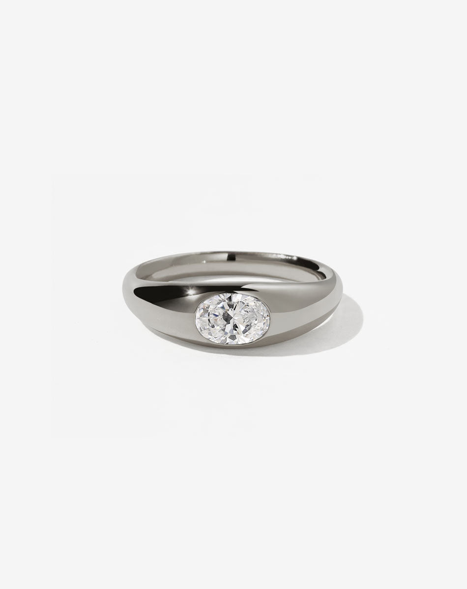 Claude Ring with Stone | 18ct White Gold