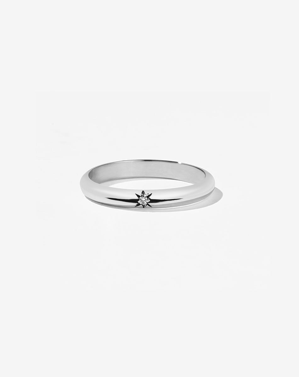 Diamond Star Band Round | Sterling Silver
