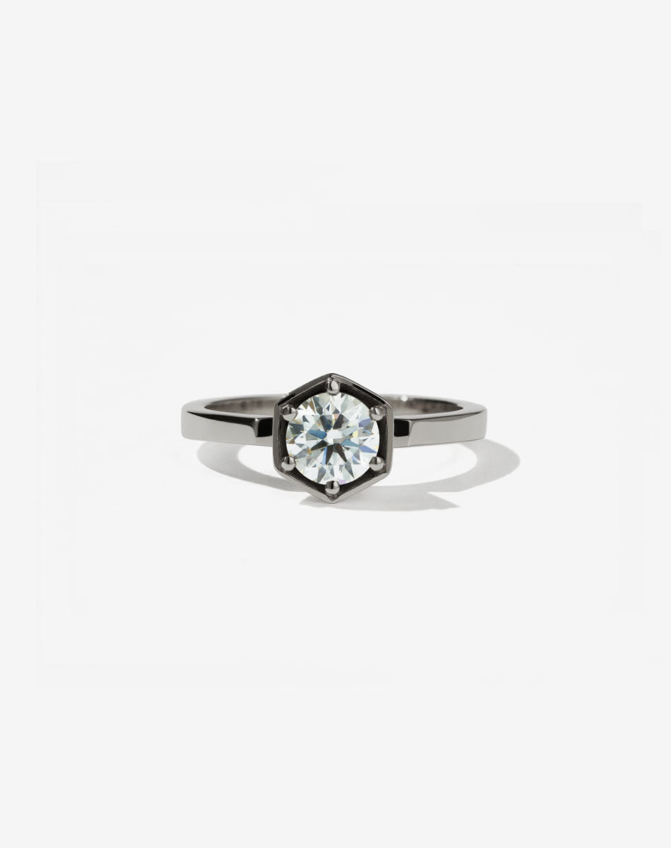 Hexagon Solitaire 0.6ct | 18ct White Gold