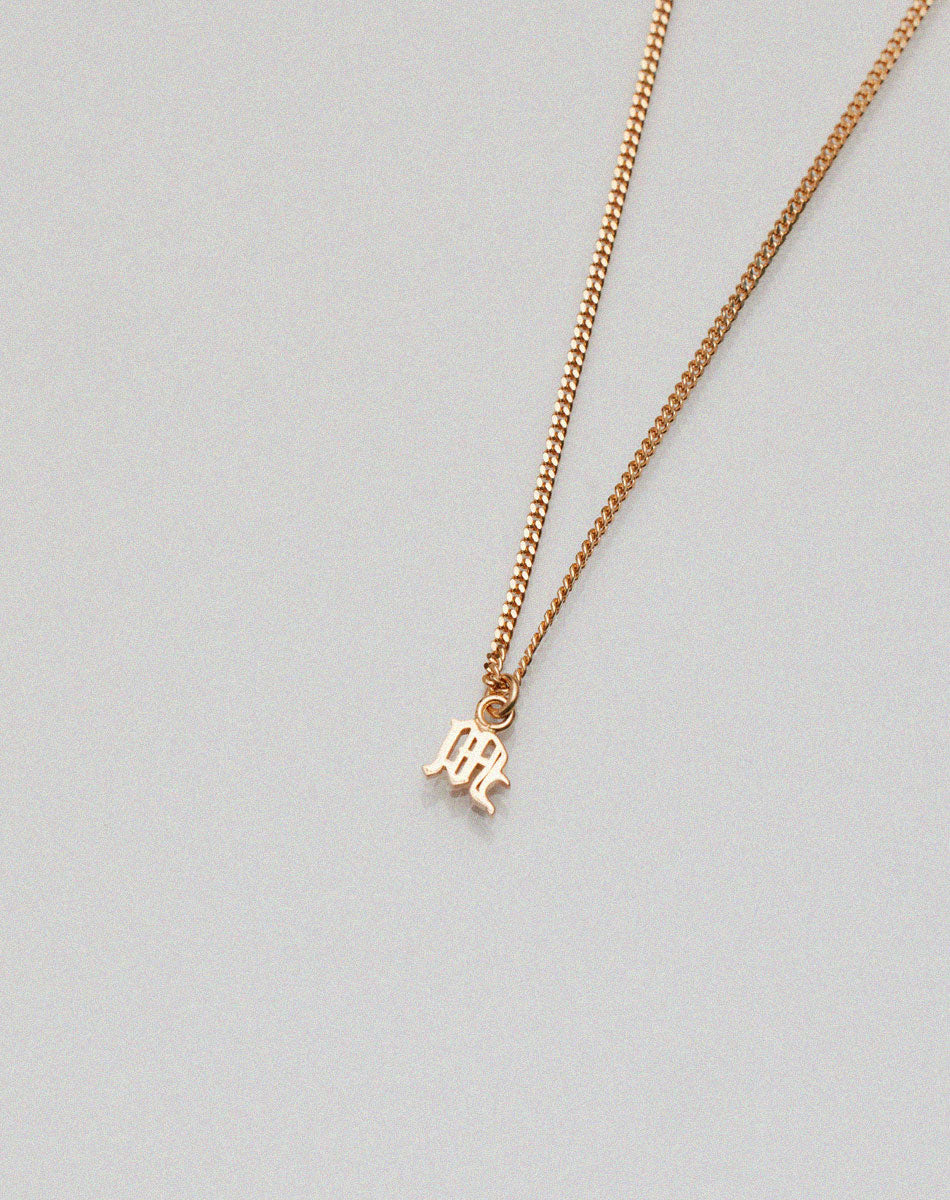 Mini Letter Charm Necklace | 23k Gold Plated