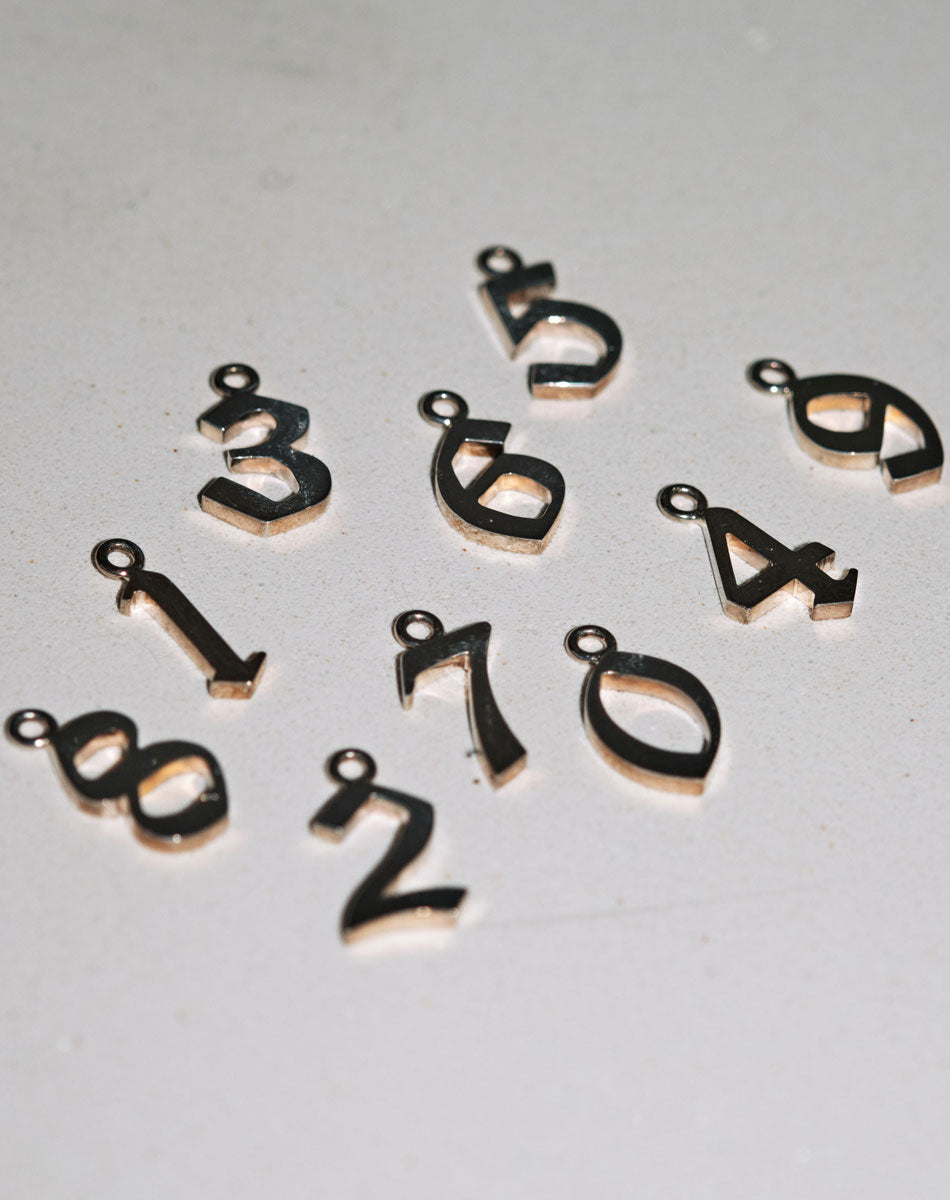 Old English Number Hoops | Sterling Silver