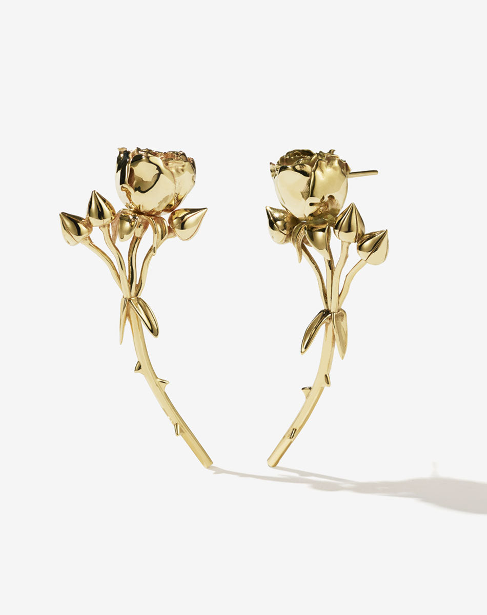 Rose Earrings Large | 23k Gold Plated